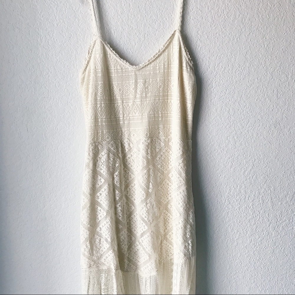 Zara long cream colored patterned dress